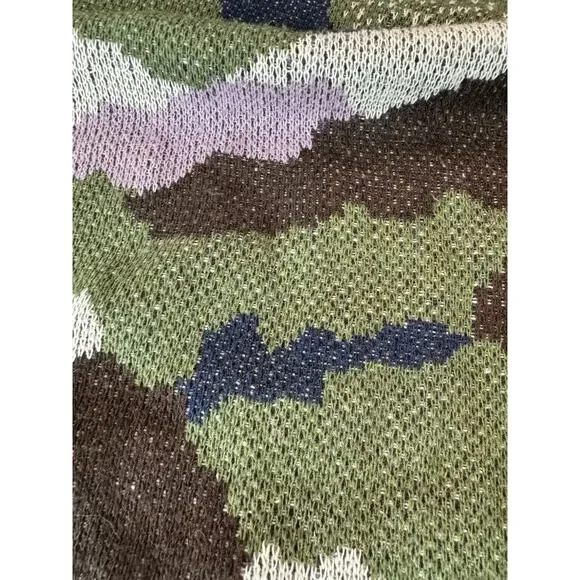 Oddi Camo Knit Hoodie Sweater Large Green Purple Navy Pullover Casual Streetwear - Picture 8 of 11